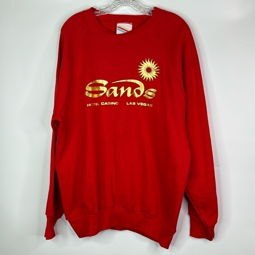 Vintage Gold's Gym Sand Casino Las Vegas Red Crewneck Sweatshirt Size Large
